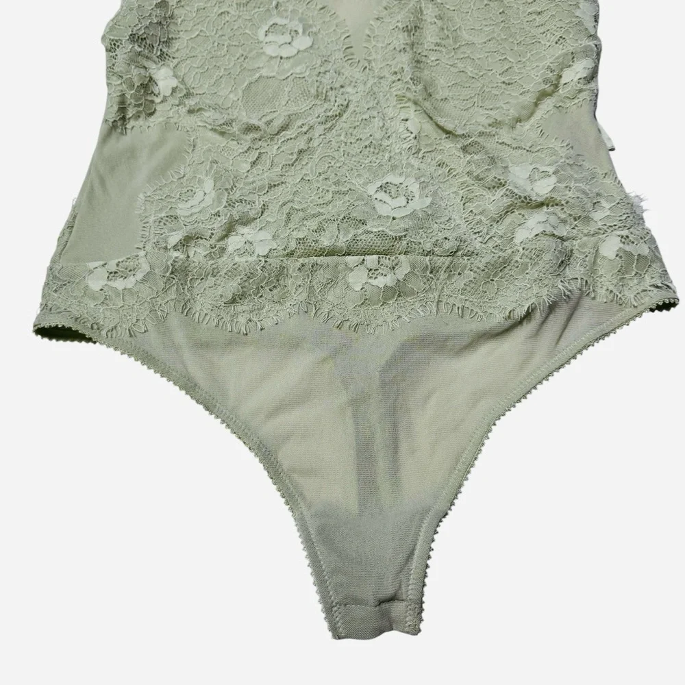 NWT New Free People Sweet Nothings Washed Sage Bodysuit Size L